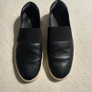 Vince Black Leather Slip-On Sneakers